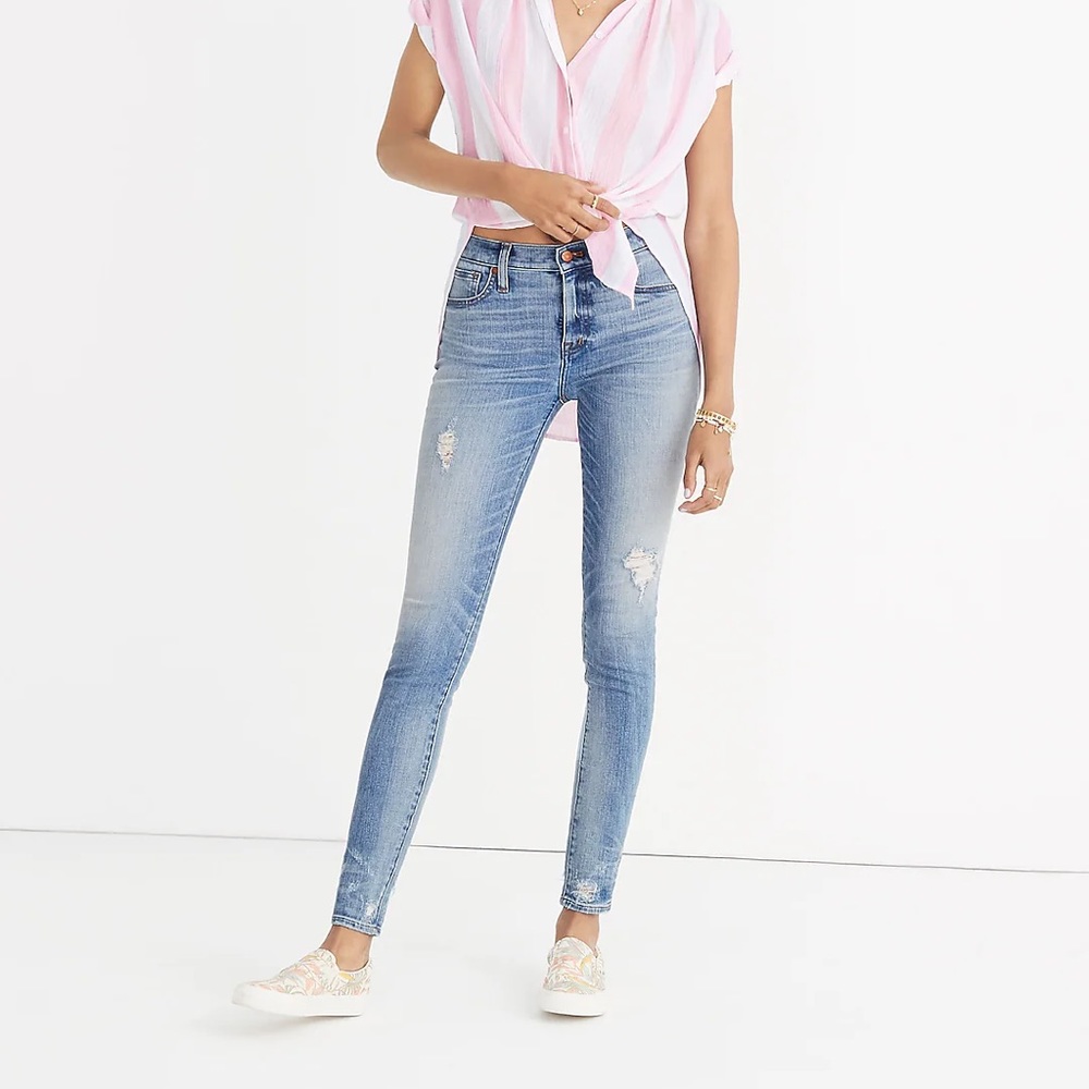Madewell 9" High-Rise Skinny Jeans: Destructed-Hem Edition